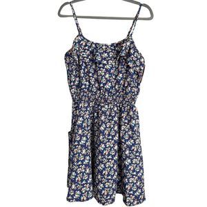 Xhilaration NWT Blue Floral Dress with Pockets Womens Size L Juniors